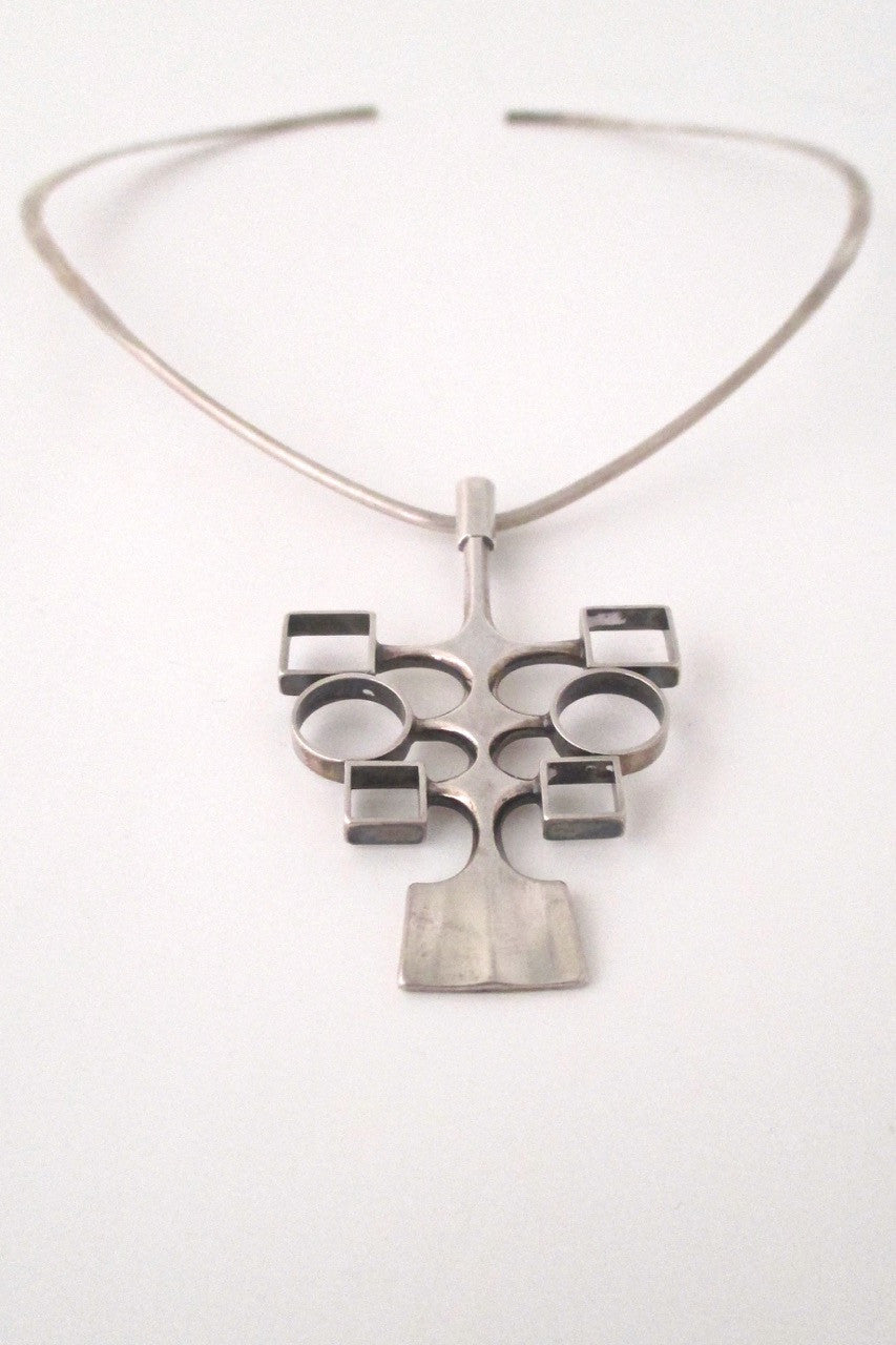 David Andersen Norway vintage Scandinavian Modernist silver neck ring and pendant