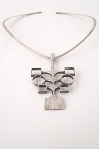 David Andersen Norway vintage Scandinavian Modernist silver neck ring and pendant