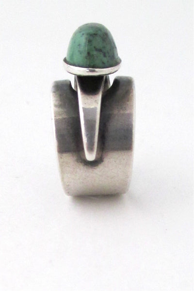 David-Andersen Norway vintage modernist silver amazonite wrap ring