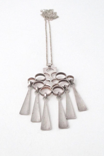 David Andersen Norway long Scandinavian modernist kinetic silver fringe pendant necklace