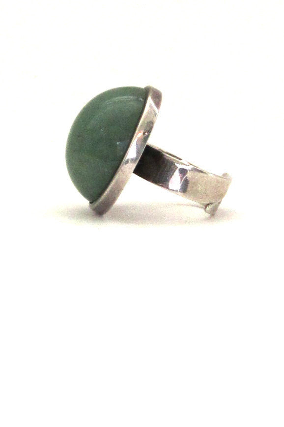 David-Andersen Norway vintage silver and aventurine large dome ring