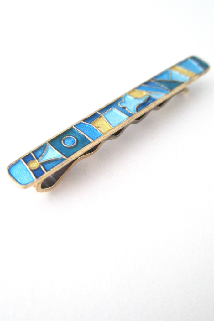 David Andersen Norway vintage Scandinavian Modernist silver enamel four seasons tie bar