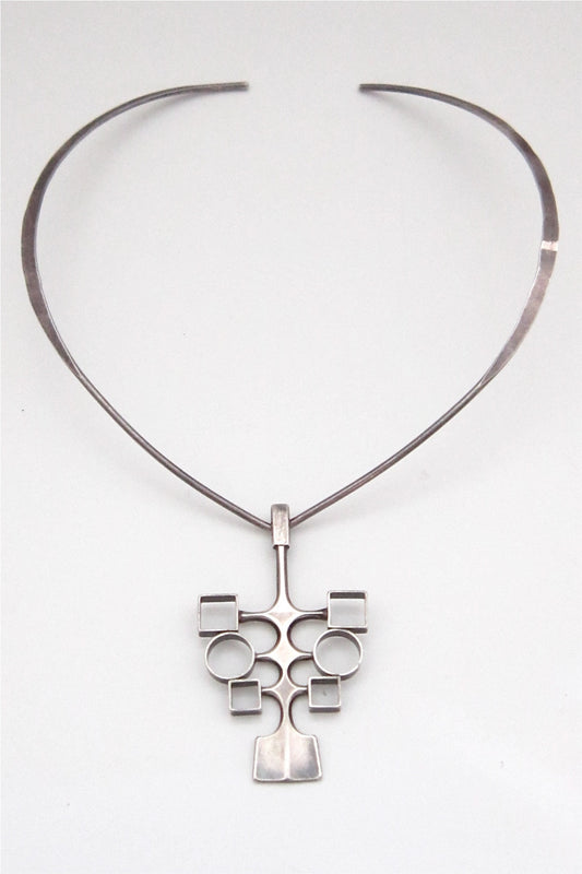 David-Andersen Norway vintage sterling silver neck ring and pendant