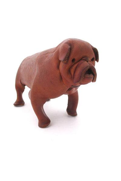 Deru Germany vintage mid century leather dog sculpture