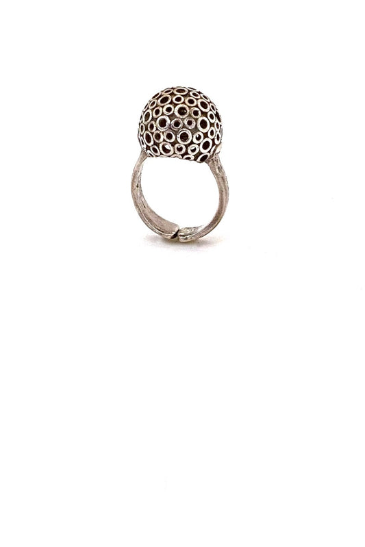 vintage Dutch Modernist 835 silver ring hand wrought mid century design jewelry