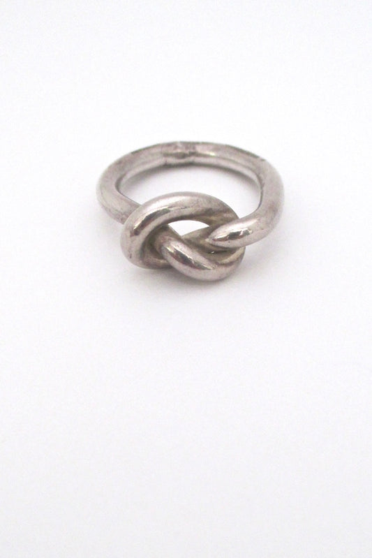 Erik Hyldebrandt Denmark vintage silver knot ring Scandinavian Modern design