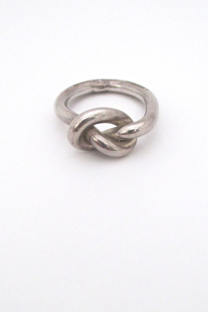 Erik Hyldebrandt Denmark vintage silver knot ring Scandinavian Modern design