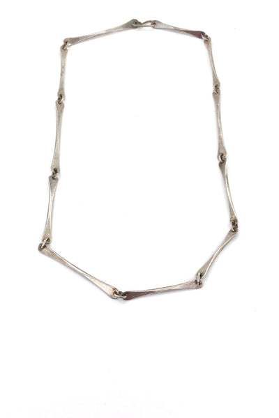 Ed Levin USA vintage modernist hammered silver long link chain necklace