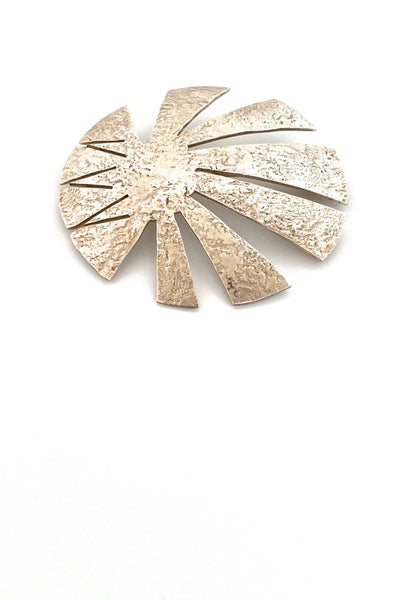 Ed Levin USA vintage textured silver large brooch American Modernist jewelry design
