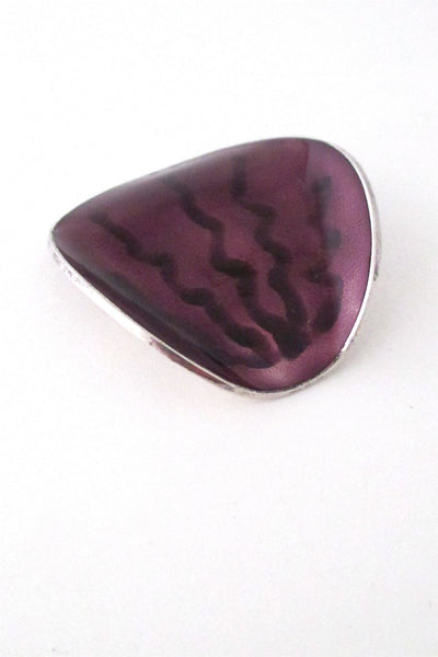 Einar Modahl Norway vintage silver and enamel purple brooch 