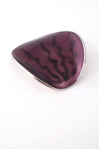Einar Modahl Norway vintage silver and enamel purple brooch 
