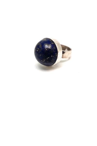 Einer Fehrn Denmark extra large vintage silver lapis dome ring Scandinavian Modernist jewelry design