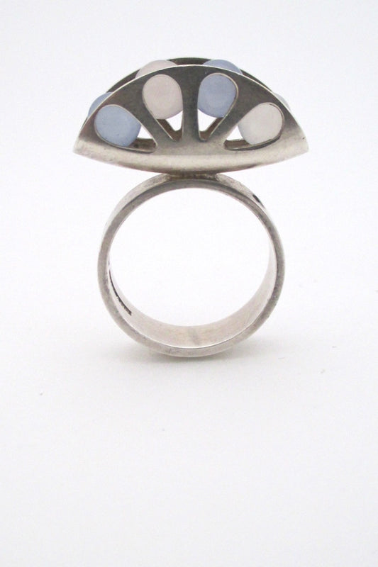 Elis Kauppi Kupittaan Kulta Finland vintage Scandinavian Modern chalcedony ring Nordic design