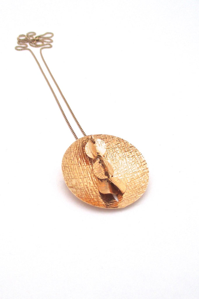 Elis Kauppi Kupittaan Kulta Finland vintage 14k gold large kinetic brooch pendant necklace Scandinavian Modern design