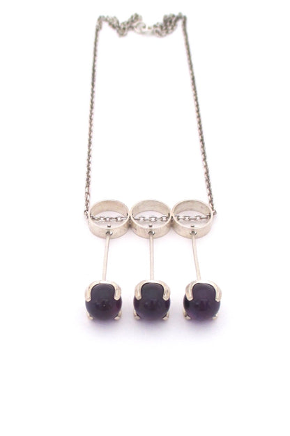 Elis Kauppi for Kupittaan Kulta Finland vintage silver amethyst Scandinavian Modern kinetic pendant necklace