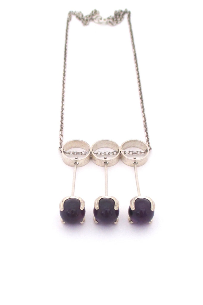 Elis Kauppi for Kupittaan Kulta Finland vintage silver amethyst Scandinavian Modern kinetic pendant necklace