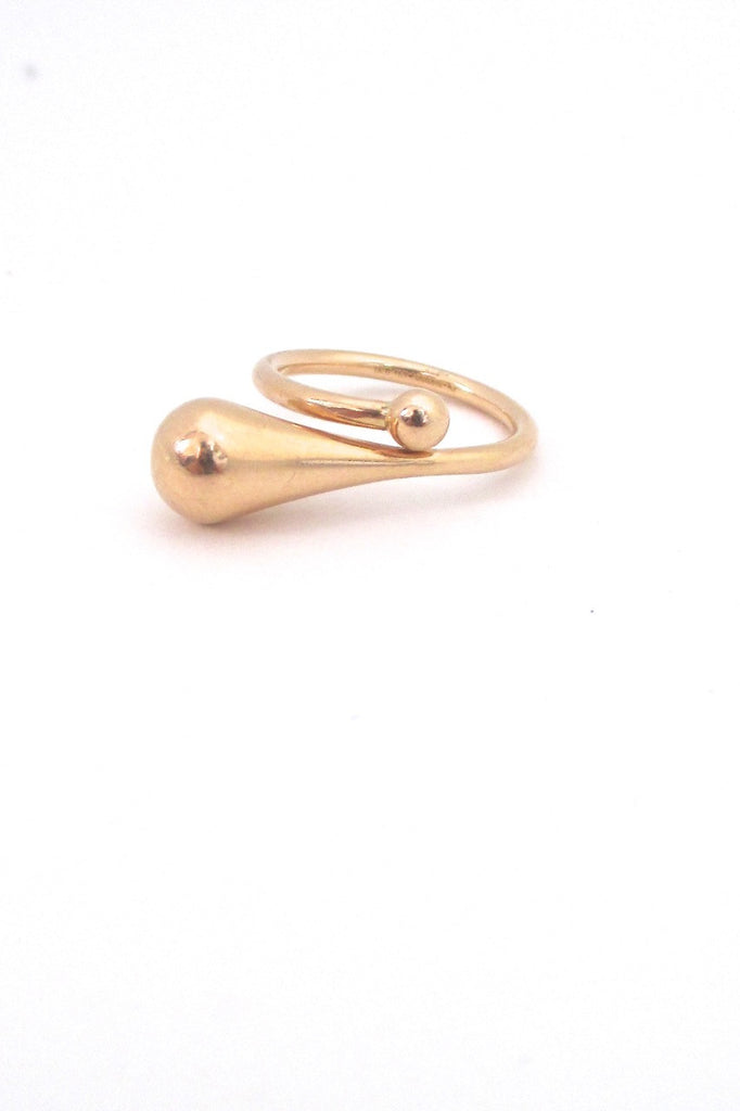Elis Kauppi for Kupittaan Kulta Finland vintage Scandinavian Modern 14k gold ring