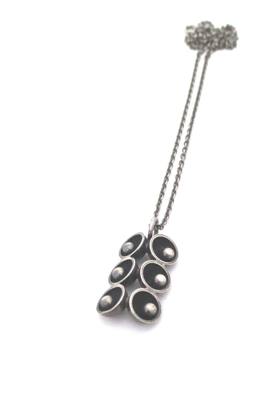 Elis Kauppi for Kupittaan Kulta Finland vintage modernist mid century silver pendant necklace