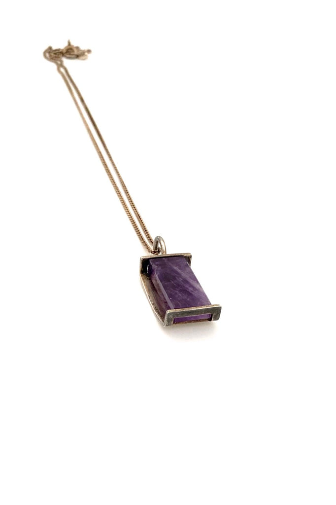 Elis Kauppi Kupittaan Kulta Finland vintage silver amethyst pendant necklace Modernist design