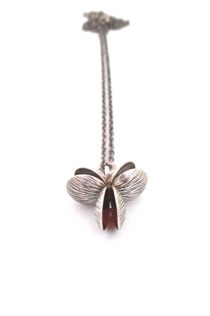 Elis Kauppi Kupittaan Kulta Finland vintage modernist silver carnelian hidden spheres pendant necklace