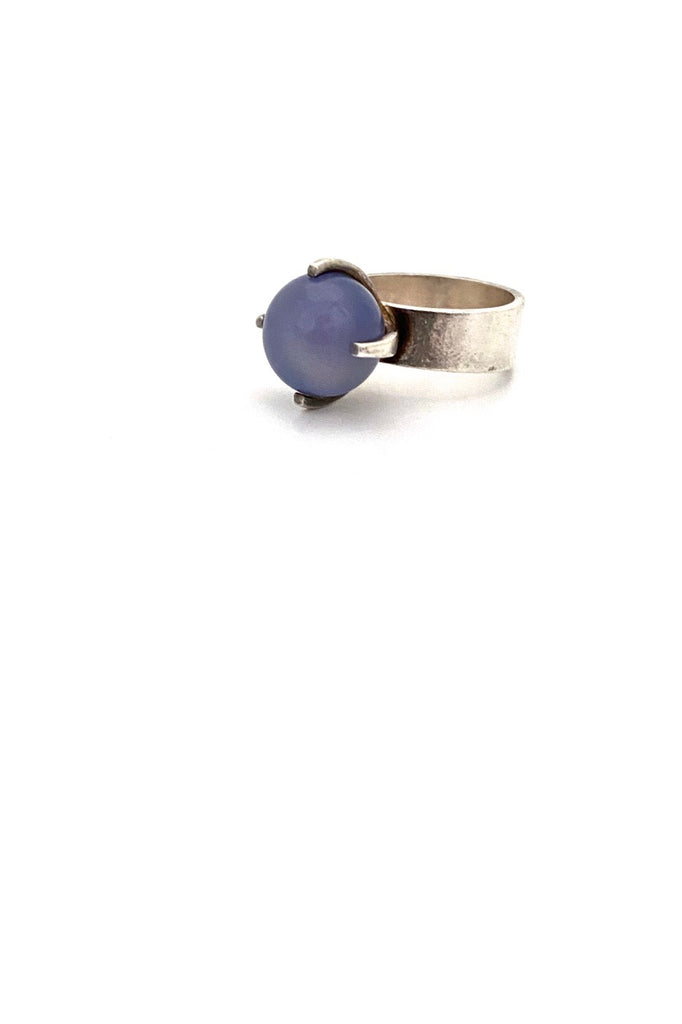 Elis Kauppi Kupittaan Kulta Finland vintage silver chalcedony rolling sphere ring Scandinavian Modernist jewelry design