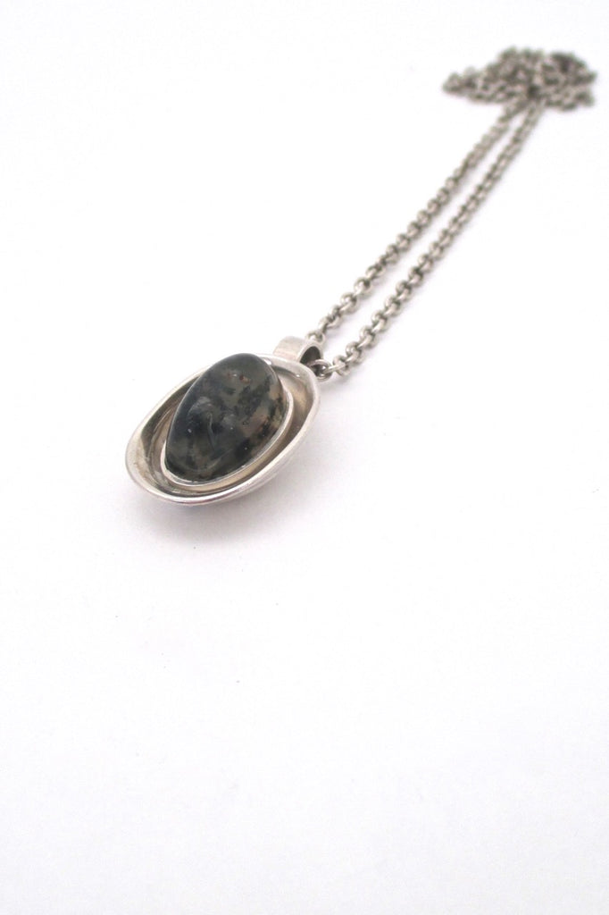Elis Kauppi Kupittaan Kulta Finland vintage silver moss agate pendant necklace