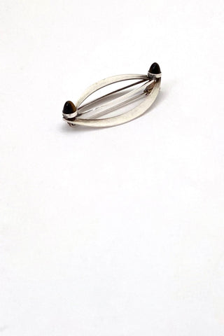 Elis Kauppi Kupittaan Kulta Finland vintage silver tiger eye brooch Scandinavian Modernist jewelry design