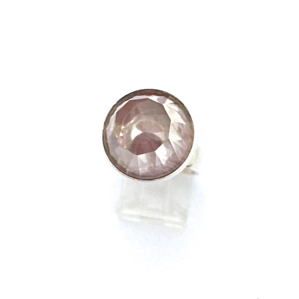 Elis Kauppi extra large silver & faceted rock crystal ring ~ hidden kinetic feature