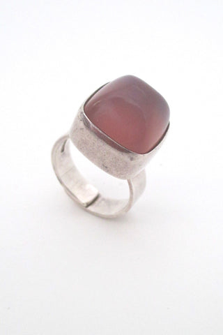 Elis Kauppi for Kupittaan Kulta Finland vintage silver Nordic Modern sterling and lavender chalcedony ring
