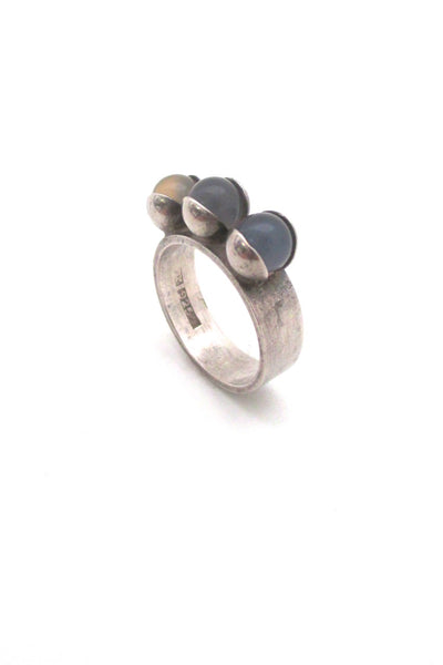 Elis Kauppi '3 spheres' pale chalcedony ring