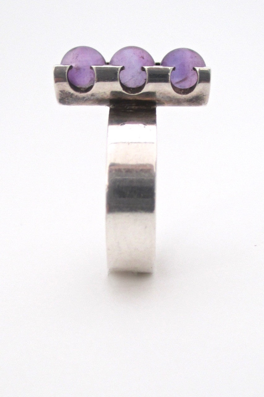 Elis Kauppi Kupittaan Kulta Finland vintage Scandinavian Modern silver amethyst ring