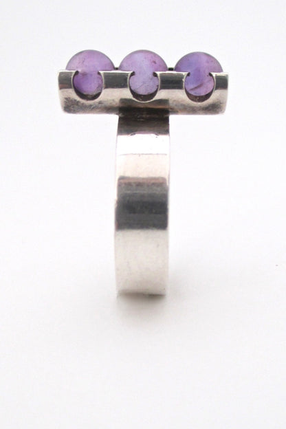 Elis Kauppi Kupittaan Kulta Finland vintage Scandinavian Modern silver amethyst ring