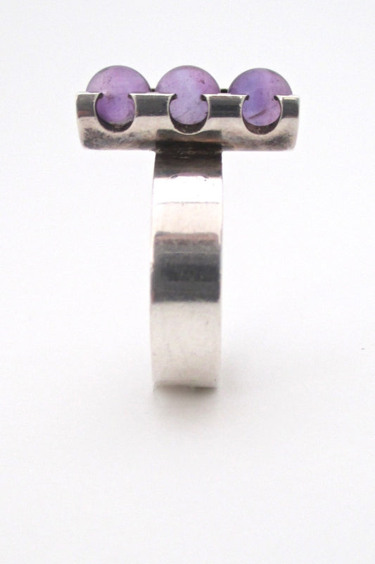 Elis Kauppi Kupittaan Kulta Finland vintage Scandinavian Modern silver amethyst ring