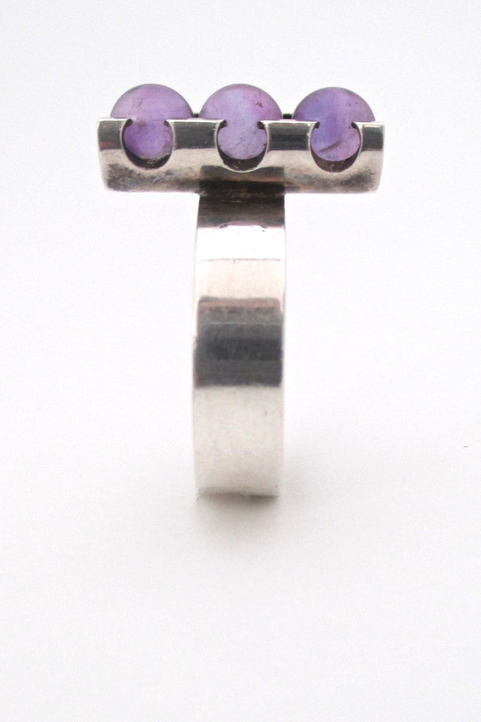 Elis Kauppi Kupittaan Kulta Finland vintage Scandinavian Modern silver amethyst ring