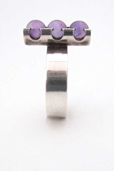 Elis Kauppi Kupittaan Kulta Finland vintage Scandinavian Modern silver amethyst ring