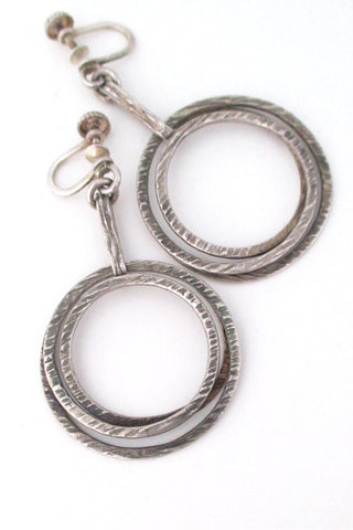 Elis Kauppi for Kupittaan Kulta Finland vintage Scandinavian Modernist silver earrings 