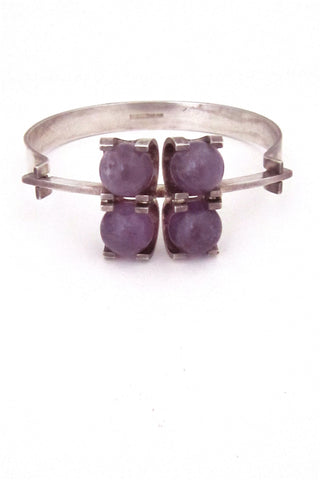 Elis Kauppi for Kupittaan Kulta Finland vintage Nordic modern silver & amethyst bracelet