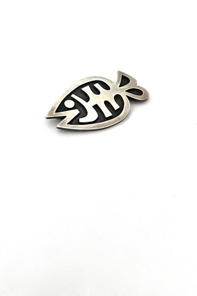 Eric Leyland Canada vintage layered heavy silver fish brooch Canadian Modernist jewelry design
