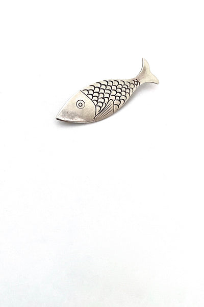 Eric Leyland Canada vintage sterling silver fish brooch Canadian Modernist jewelry design