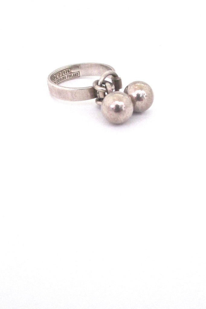 Erik Granit Finland vintage silver Scandinavian Modern double sphere kinetic ring