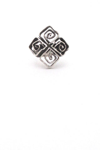 Erik Granit Finland vintage brutalist silver squared spirals ring 1971 Scandinavian Modernist jewelry design