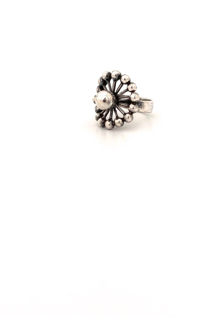 Erik Granit Finland vintage silver starburst ring 1971 Scandinavian Modernist jewelry design