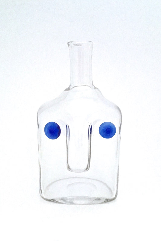 Erik Hoglund Kosta Boda Sweden hand blown head face bottle vase mid century modern design