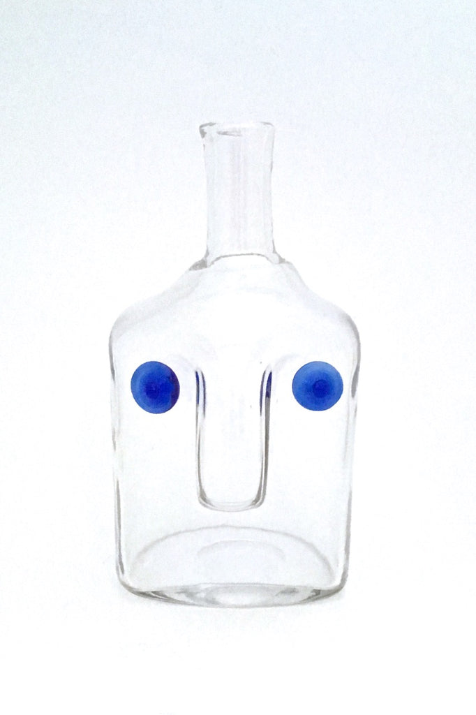Erik Hoglund Kosta Boda Sweden hand blown head face bottle vase mid century modern design