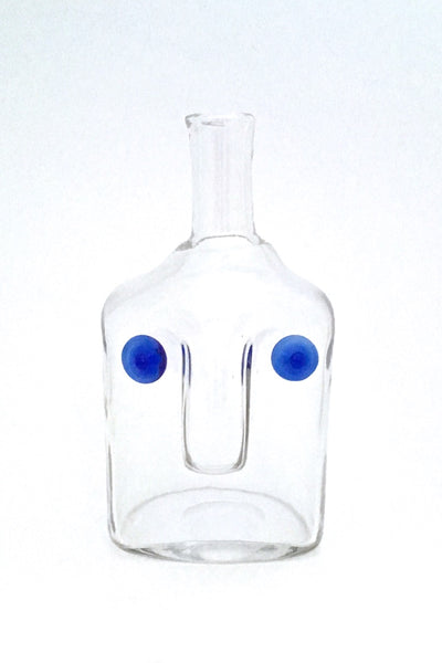 Erik Hoglund Kosta Boda Sweden hand blown head face bottle vase mid century modern design