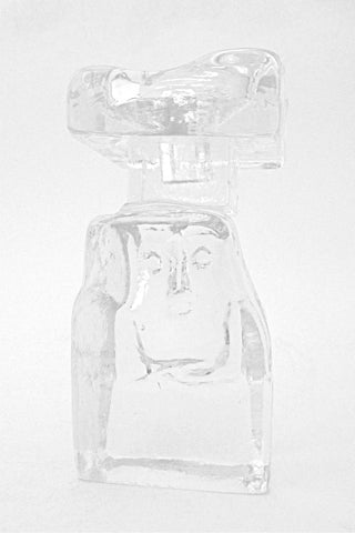 Erik Hoglund for Boda Sweden vintage modernist cast glass sculptural candle holder