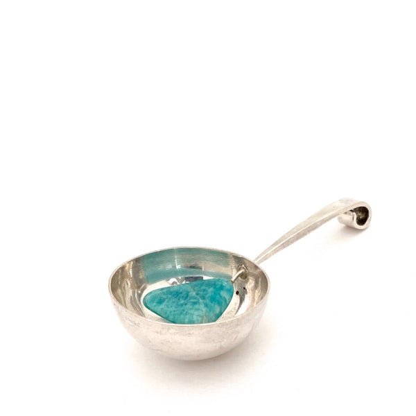 detail Erling Christoffersen Norway Design extra large vintage silver amazonite pendant necklaceScandinavian Modern jewelry design