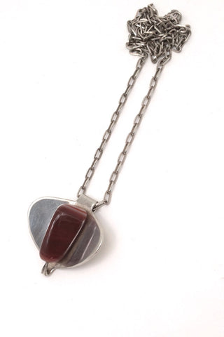 Erling Christoffersen Norway Design vintage silver banded agate necklace Scandinavian Design