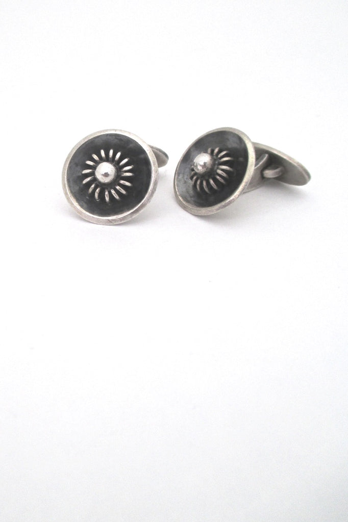 detail Ernst Willy Knudsen Denmark vintage silver coil and bead mid century modern cufflinks
