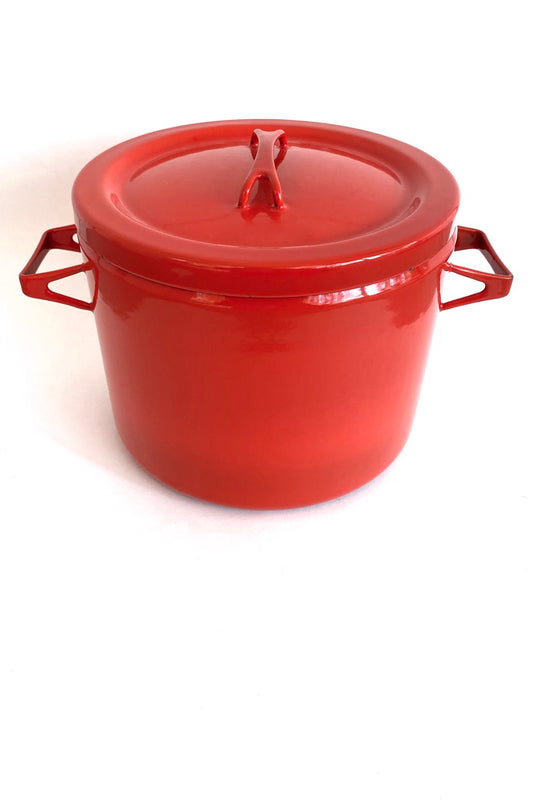 Finel Finland large vintage enamel lidded stock pot red